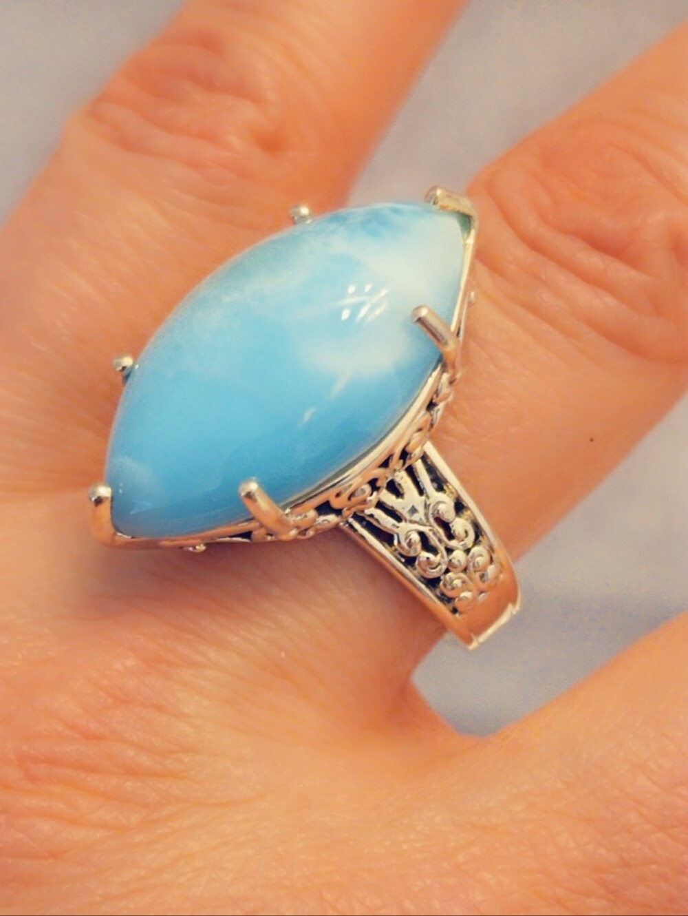 Larimar Sterling Silver Gemstone Ring